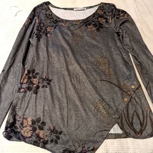 NWOT Misslook 956985 size L green asymmetrical long-sleeve shirt